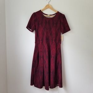 NWT Lularoe Alexa Dress Burgundy SIZE LARGE
